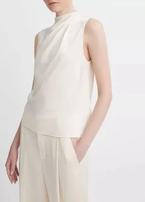 Stretch-Silk Draped Sleeveless Blouse - Chiffon