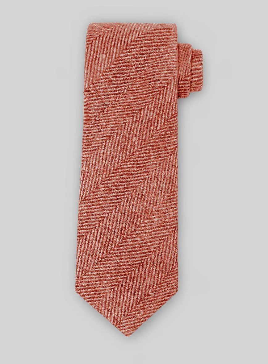 Tweed Tie - Naples Wide Herringbone Caramine Pink