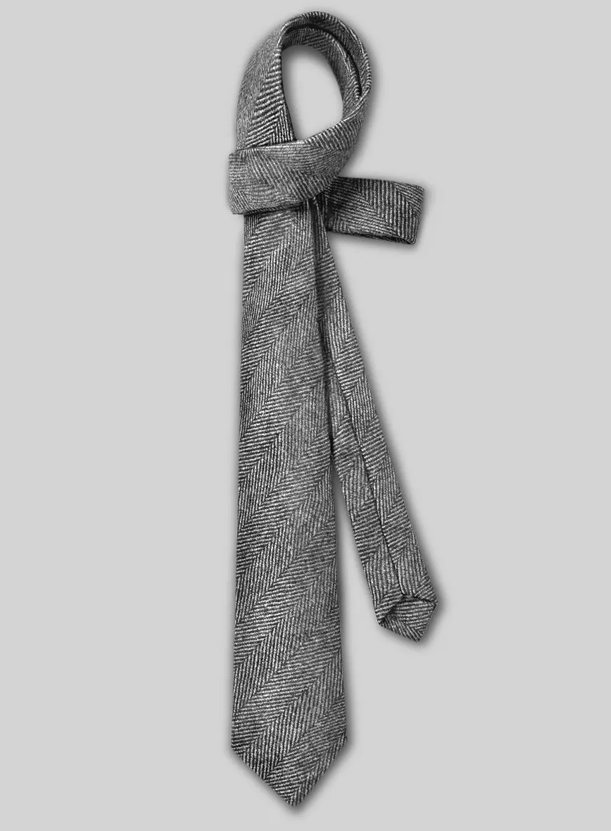 Tweed Tie - Naples Wide Herringbone Gray