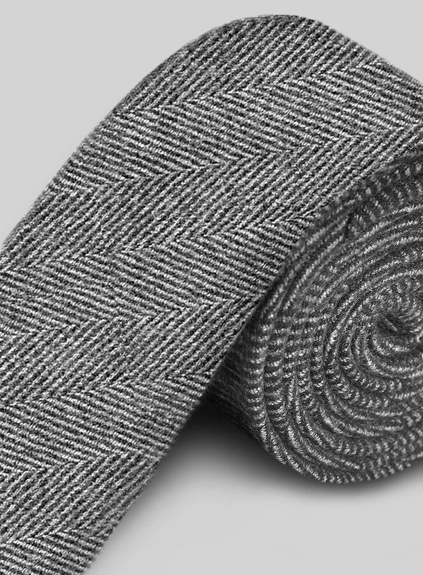 Tweed Tie - Naples Wide Herringbone Gray