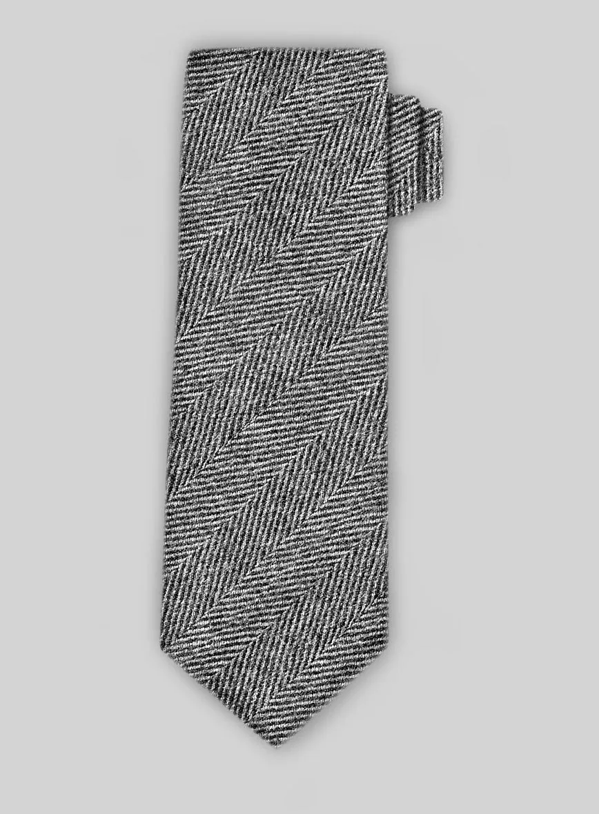 Tweed Tie - Naples Wide Herringbone Gray