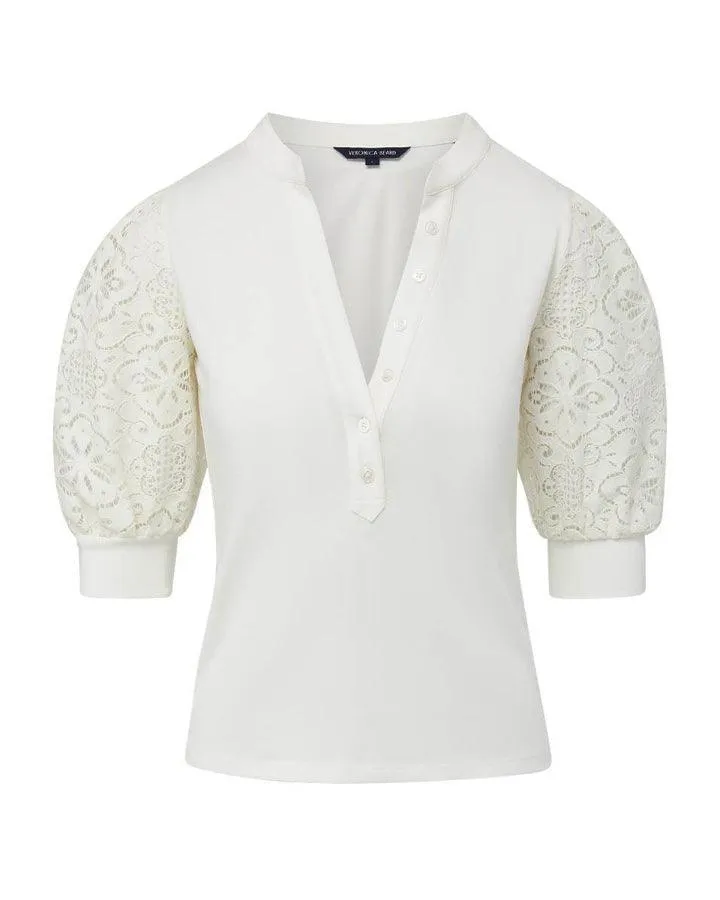 Veronica Beard Coralee Lace Puffed Sleeve Top