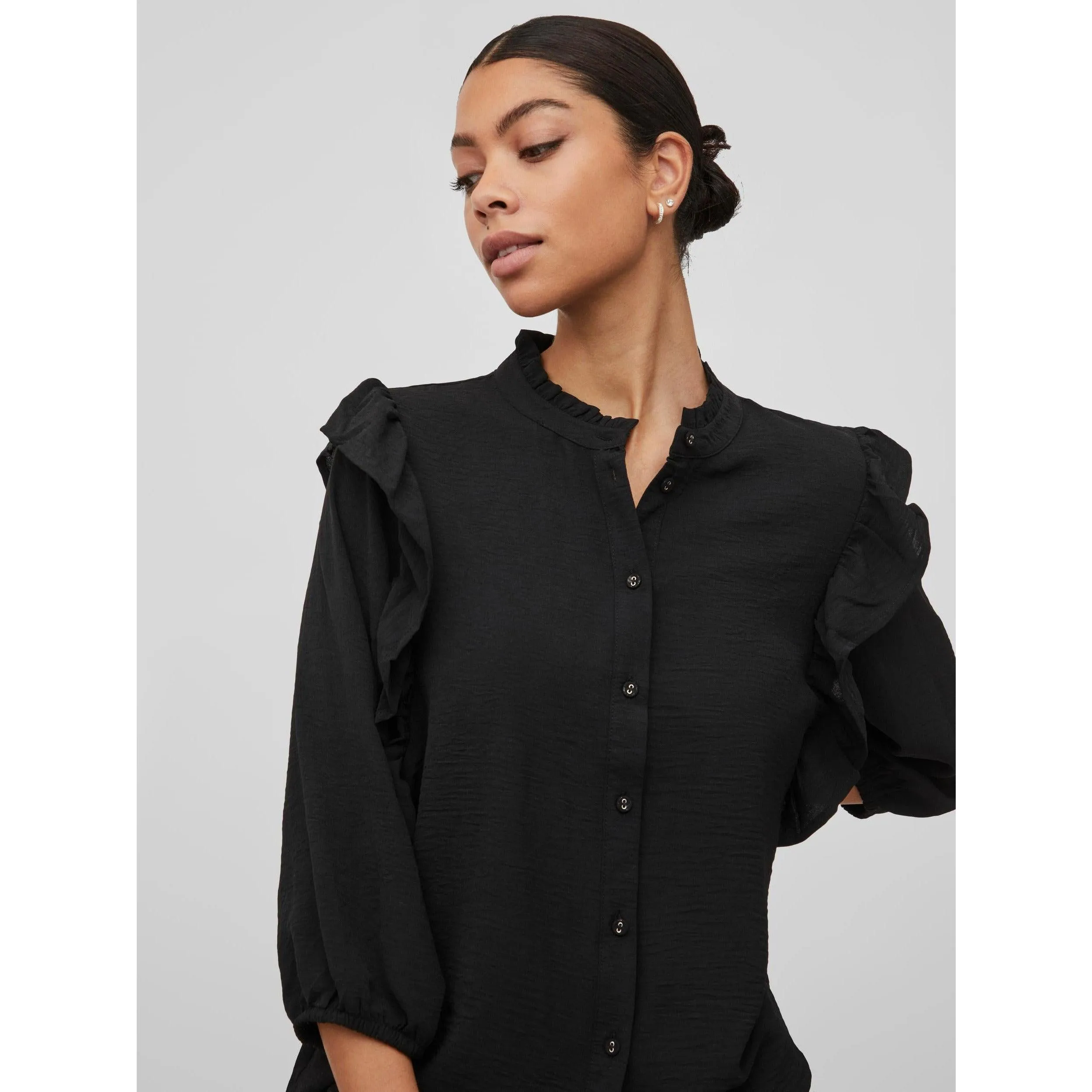 Vila Womens Visala ¾ Shirt Black