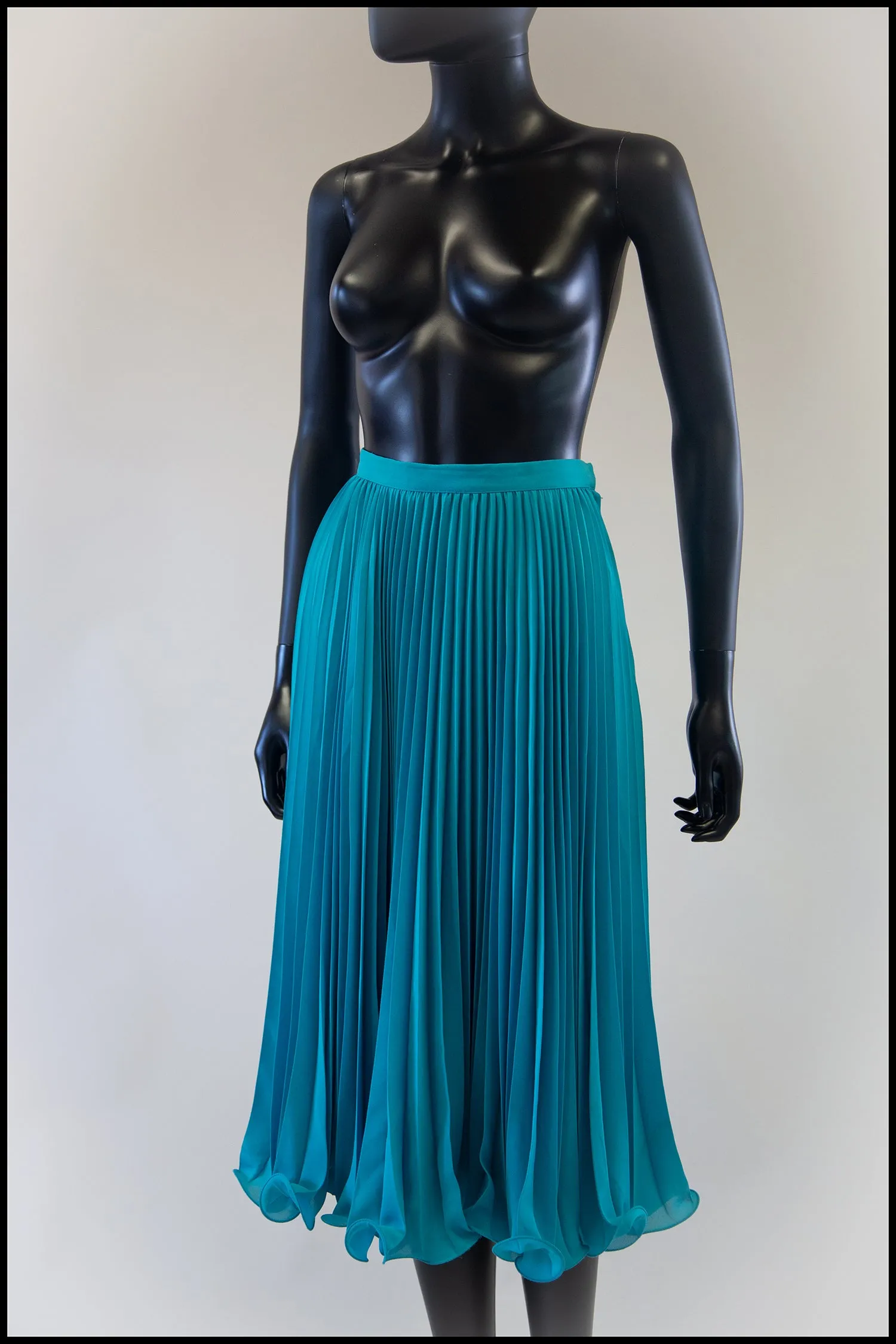 Vintage 1980s Turquoise Pleated Georgette Skirt