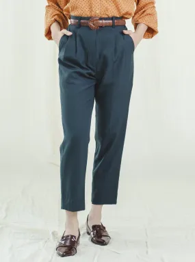 Vintage Green Polyester High Waisted Peg Trousers